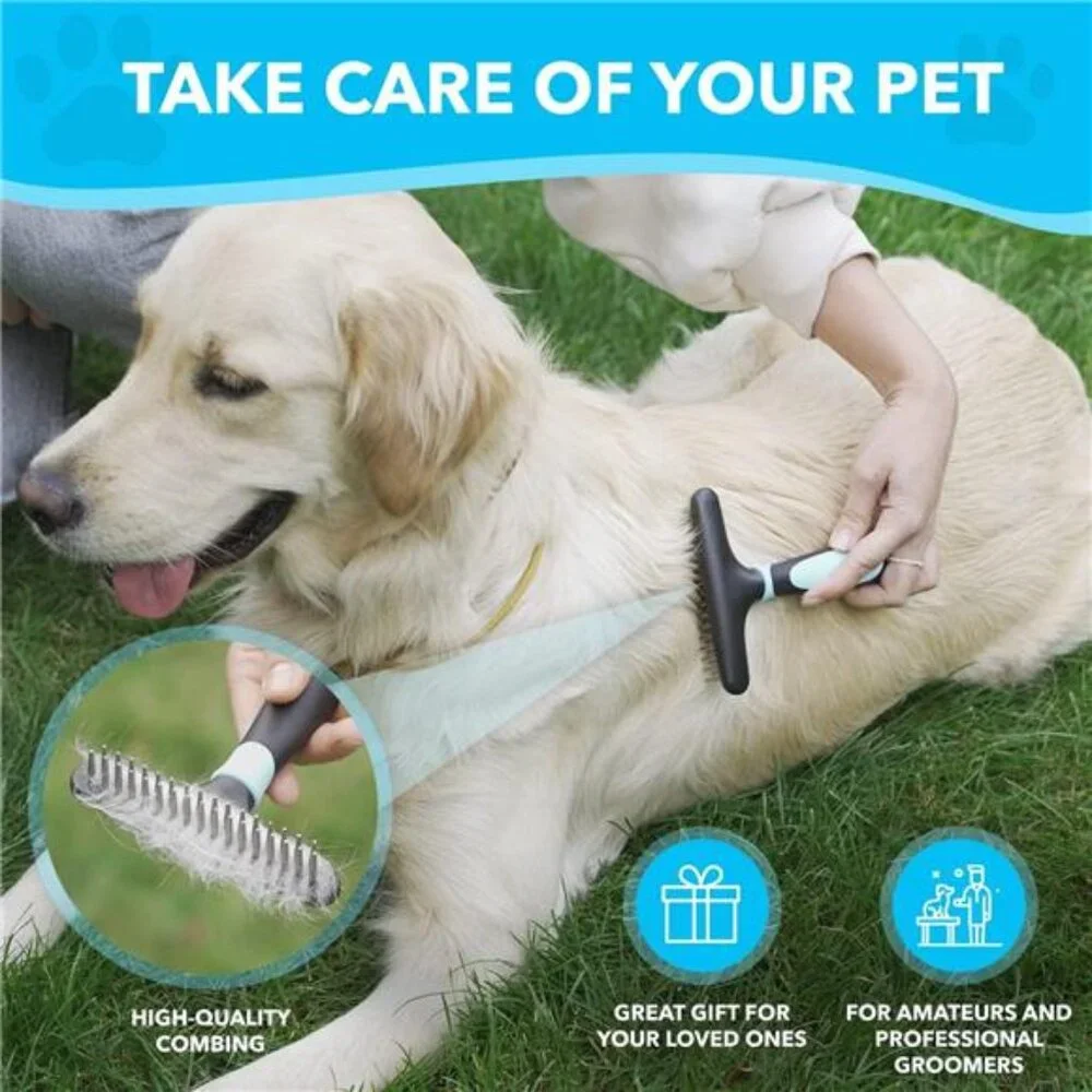 Dog rake deshedding dematting Brush Comb - Undercoat rake for Dogs, Cats, matted